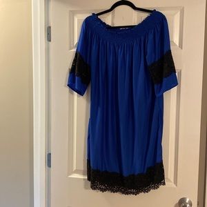 NWOT Felicity & coco indigo blue and black lace trim dress